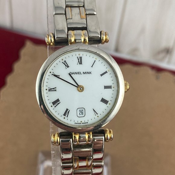 Vintage 2 Tone Gold Designer Daniel Mink Watch - Picture 1 of 7